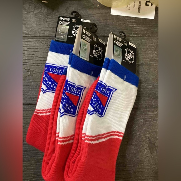 NHL New York Rangers Divide Secondary Large Crew Socks - 3 Pair NWT - Picture 1 of 2